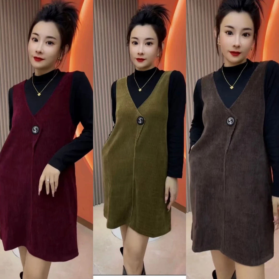 秋季新款假两件连衣裙时尚气质显瘦网红洋气打底百搭减龄