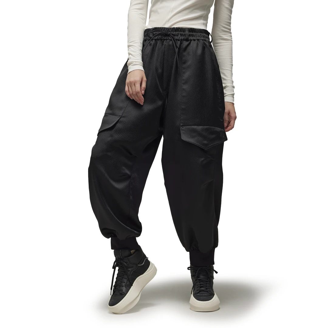 Y-3/Y-3（50-IR7100）黑色肌理面料大兜收口宽松运动休闲裤