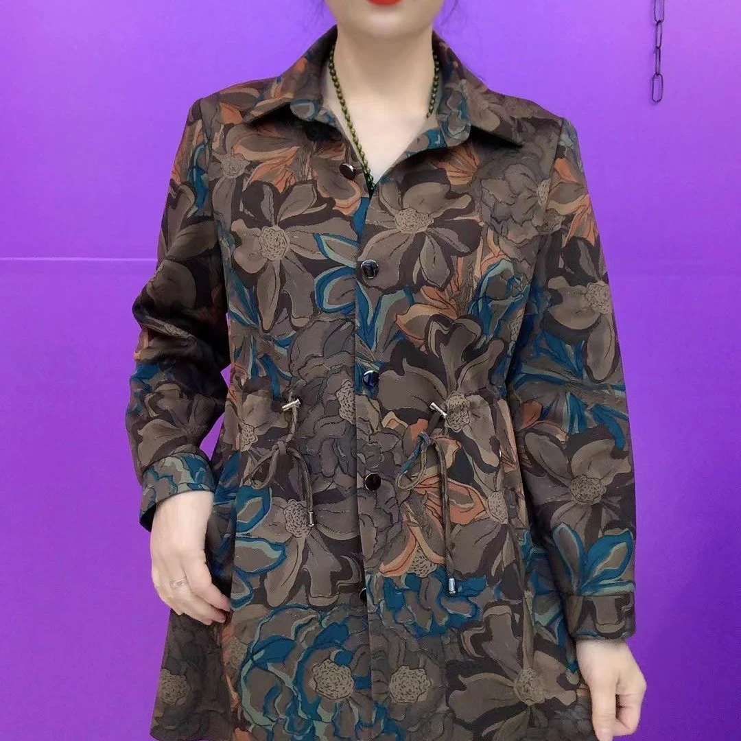 贵0312平方领抽腰单款外套气质大码妈妈装显瘦洋气中老年时尚休闲