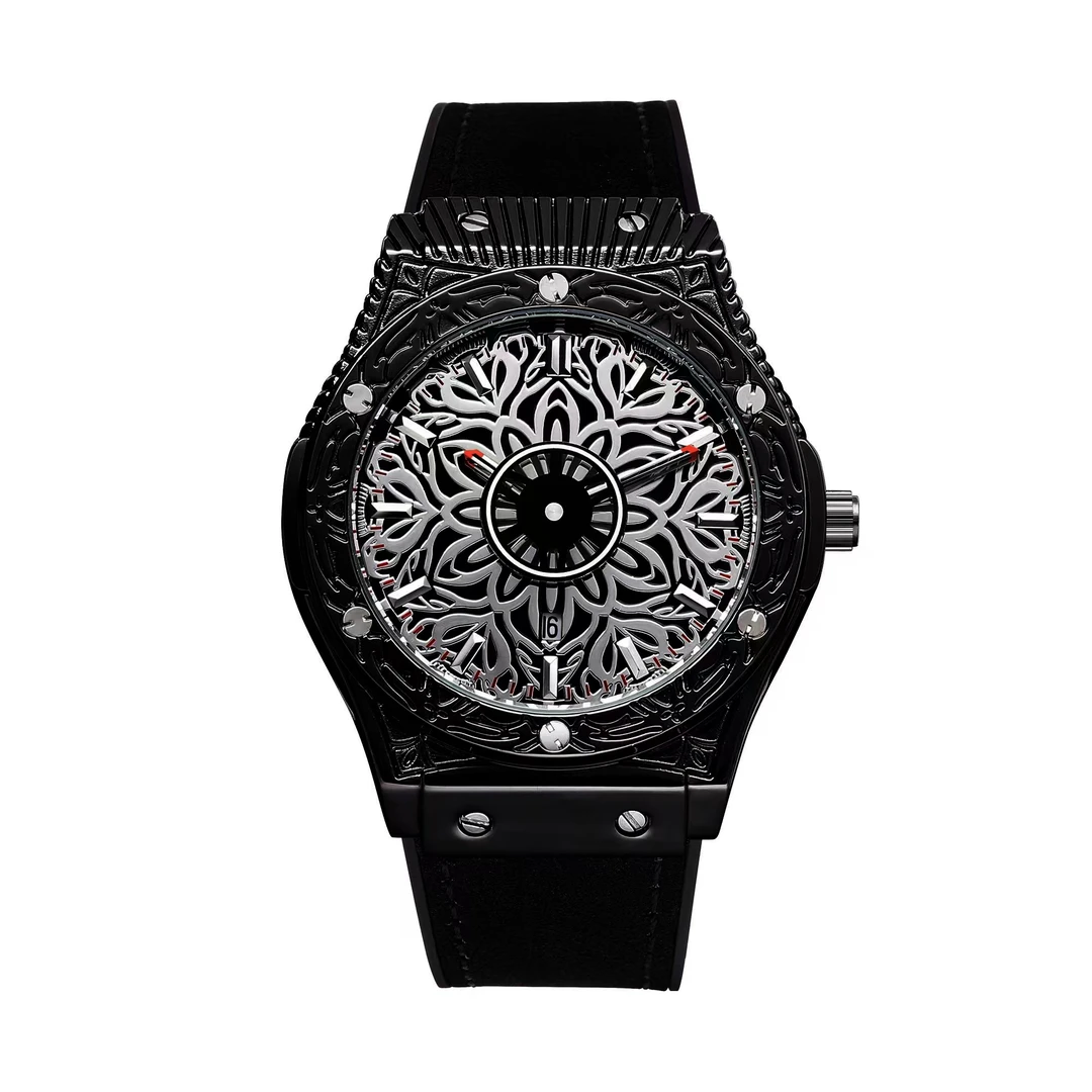 【云仓现发】黑太阳系列时尚潮流个性大气男士腕表日历款-Y