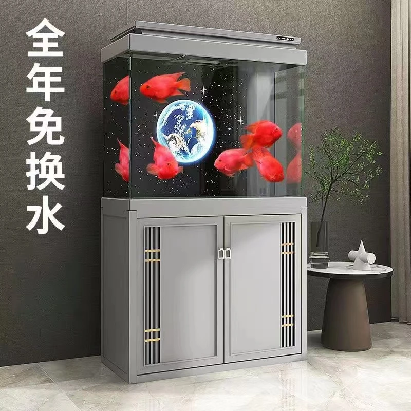 SUNSUN/森森品牌HSY系列鱼缸干湿分离精致蓝色超白玻璃金鱼缸水族