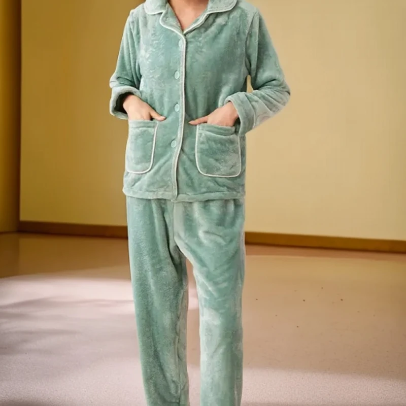 179米加厚加绒】女士蓄热法兰绒秋冬套装睡衣11L7