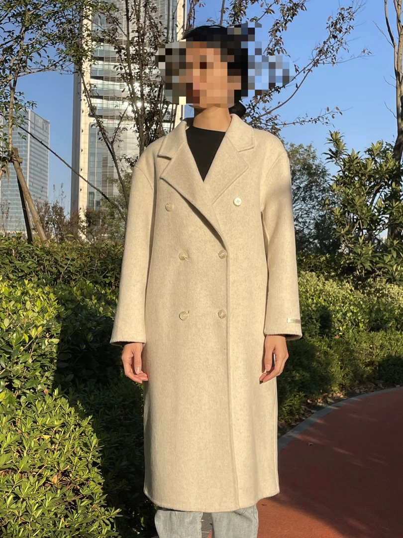 小个子专定版双面经典6粒扣羊毛大衣小宽松中长款