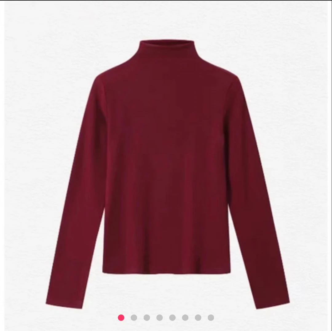 【送运费险】加绒高克重秋冬磨毛加厚打底衫半高领女内搭长袖-8888