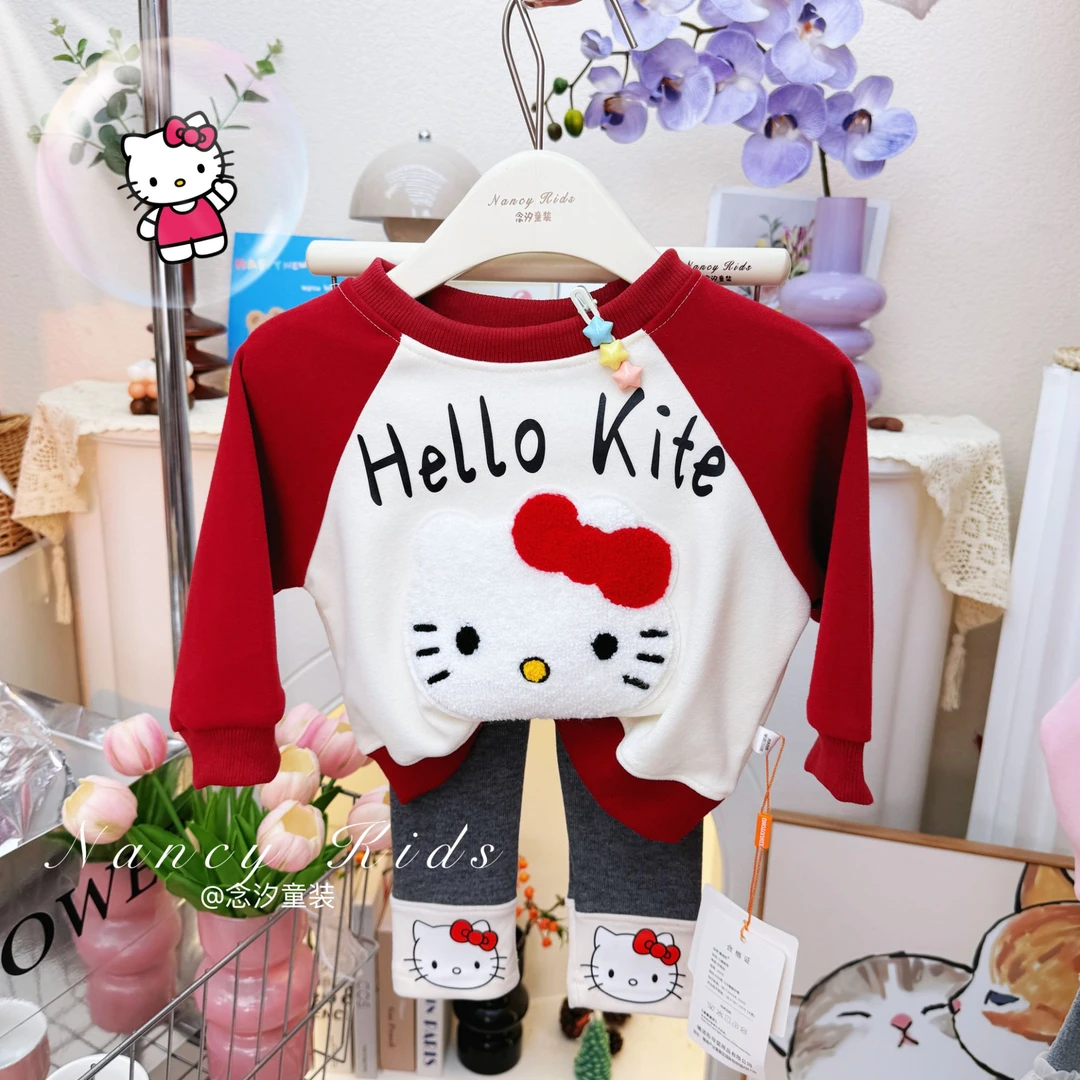 【念汐专属】（买上衣送裤子）2024新款春秋女童洋气卡通卫衣圆领套装