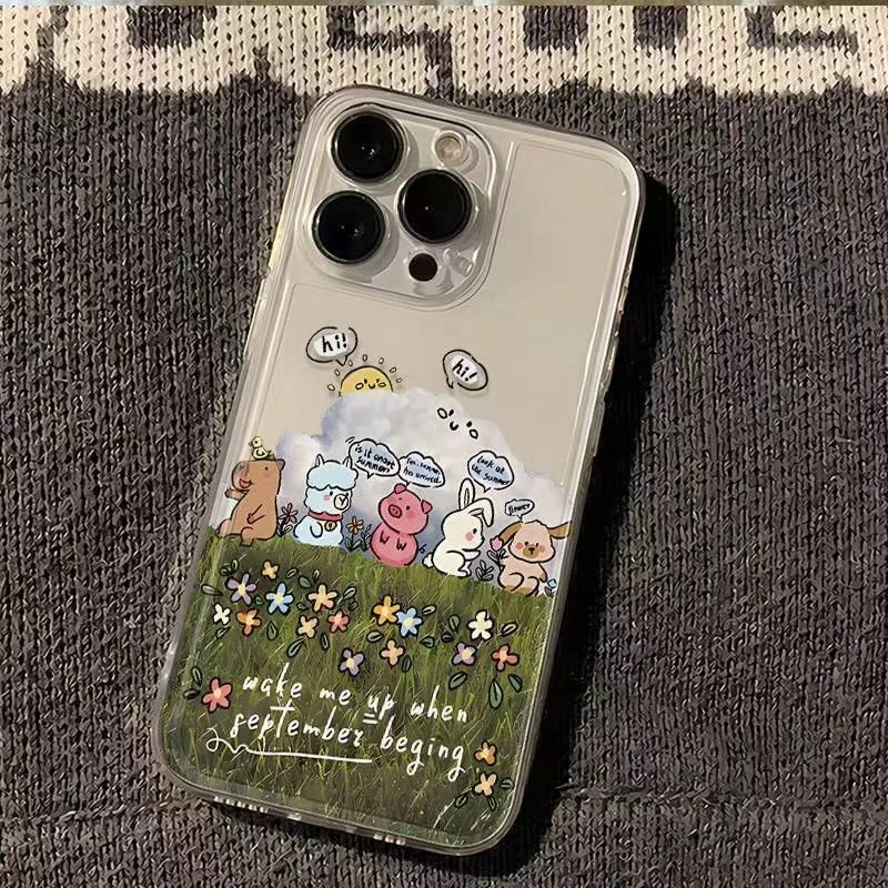 动物探讨适用苹果13/14手机壳iphone15pro12女11小米vivo华为oppo