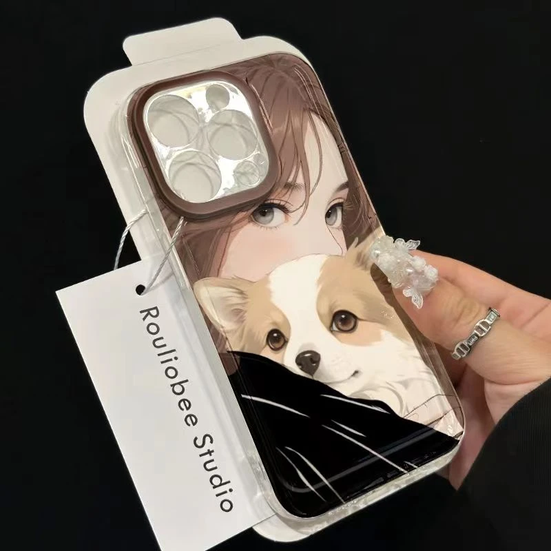柯基女孩适用苹果13/14手机壳iphone15pro12女11小米vivo华为oppo
