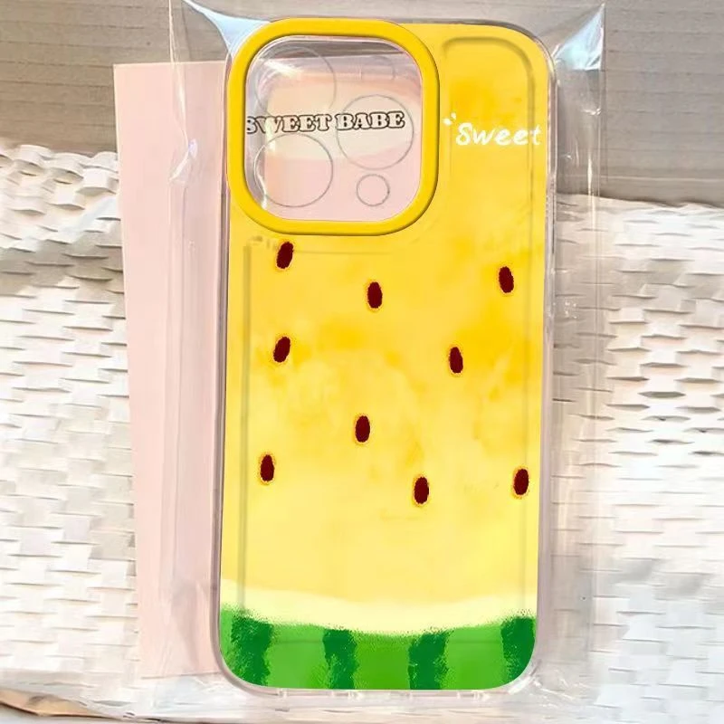 黄西瓜适用苹果13/14手机壳iphone15pro12女11小米vivo华为oppo