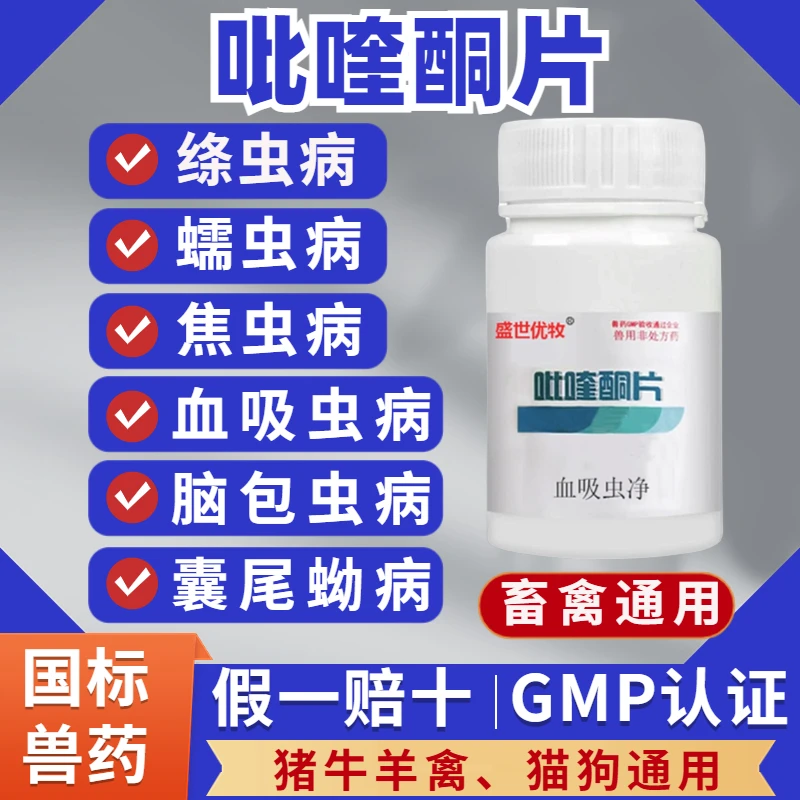 兽用吡喹酮片猪牛羊驱脑包虫脑炎绦虫血吸虫蠕虫狗犬猫体内驱虫药