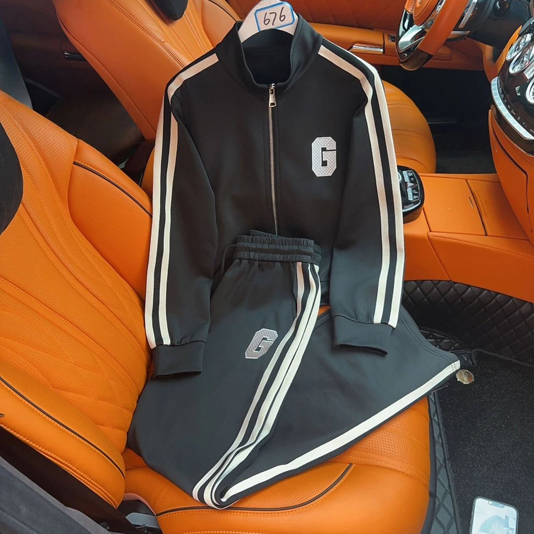 676#深圳南油原创2025时尚运动春秋百搭潮流立领秋季春款韩版套装