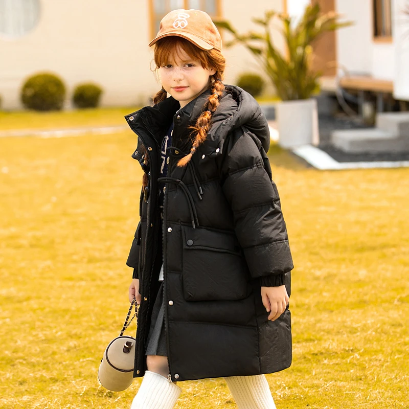 3323-01女童羽绒服2023新款冬季儿童装大童女孩中长款过膝外套