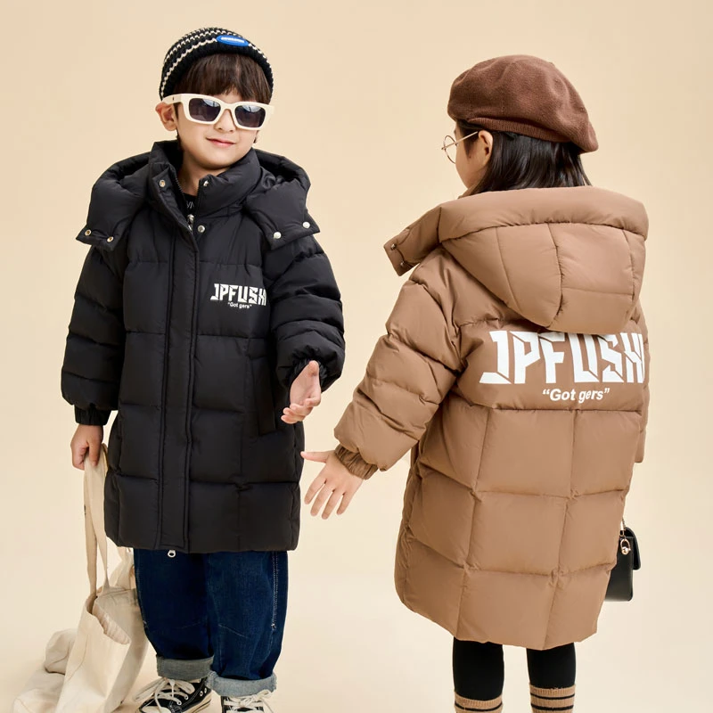 男童羽绒服冬季2023新款韩版洋气儿童女童中长款过膝加厚童装外套