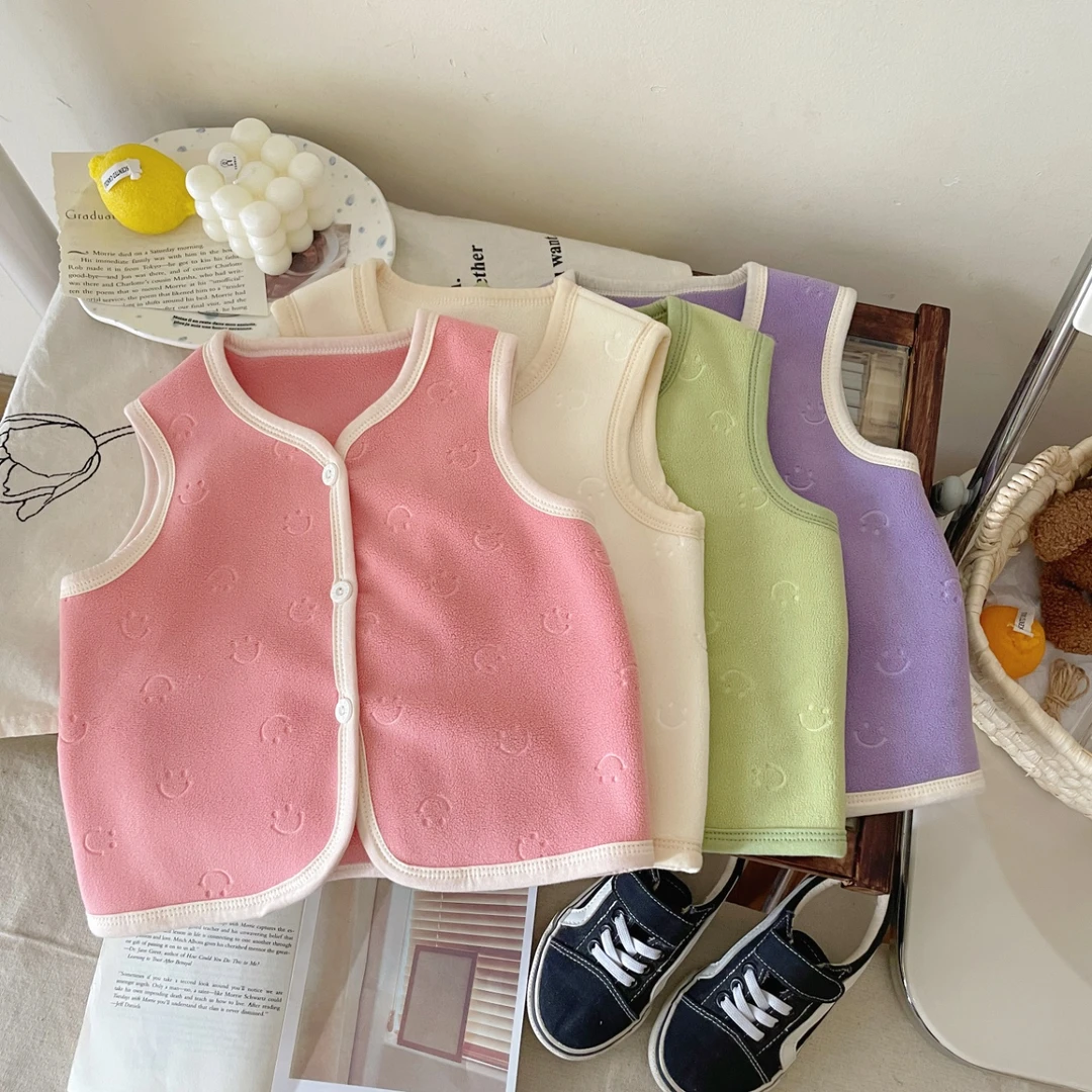 秋冬新款2023男女儿童奥利绒加厚印花马甲