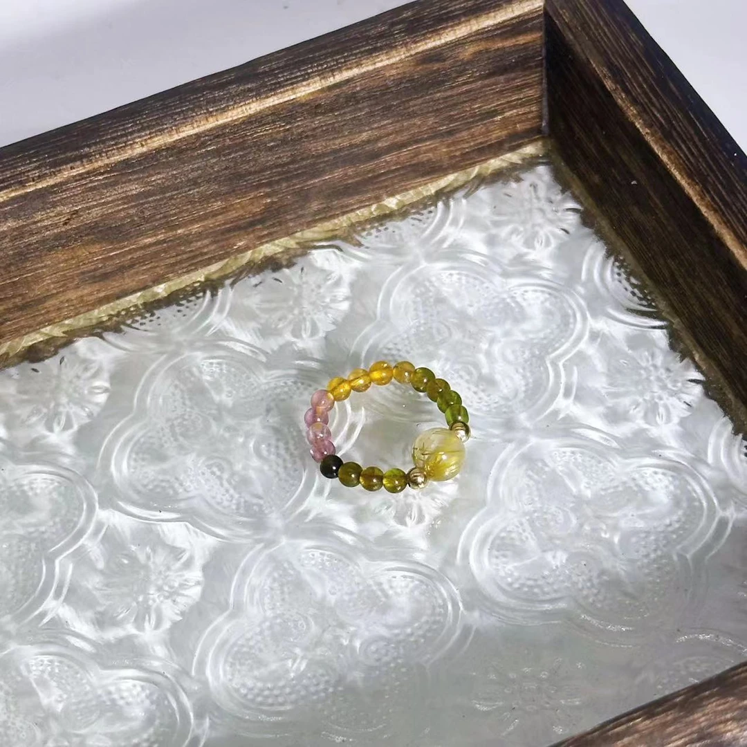 【一阳瑜伽】祈愿|天然18K碧玺金发晶戒指V64YYY1043