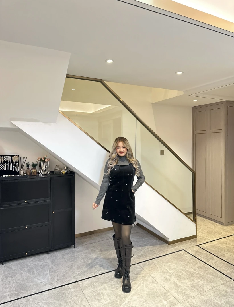 A&N   （分开下单）丝绒细闪加绒内搭+长短款吊带连衣裙