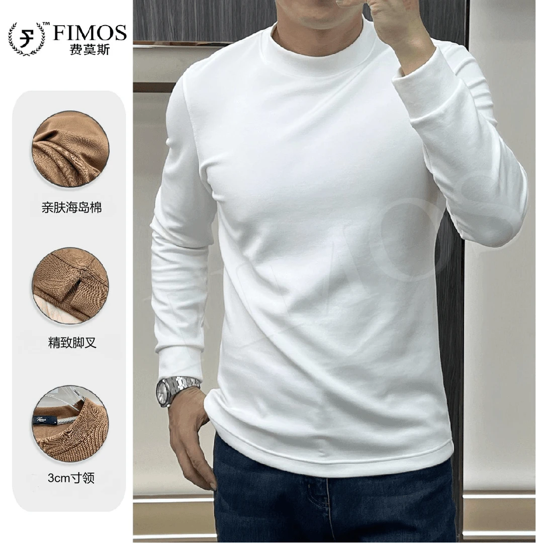 ★【秋季新品】Fimos男士硬汉风净版纯色长袖小圆领打底T恤 FT27