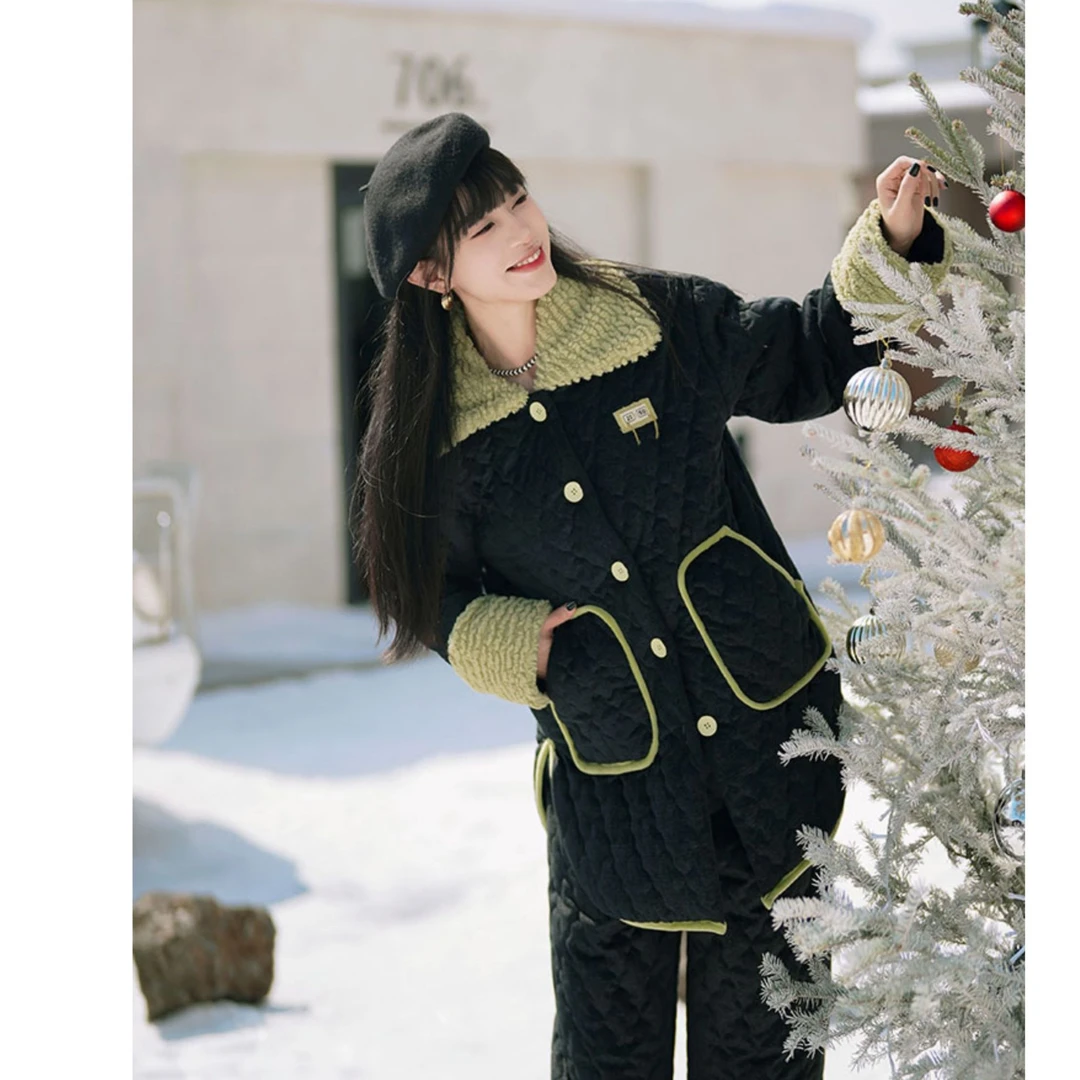 YI BAONA/伊堡娜睡衣冬款加厚三层夹棉睡衣女可外穿家居服Z1029H