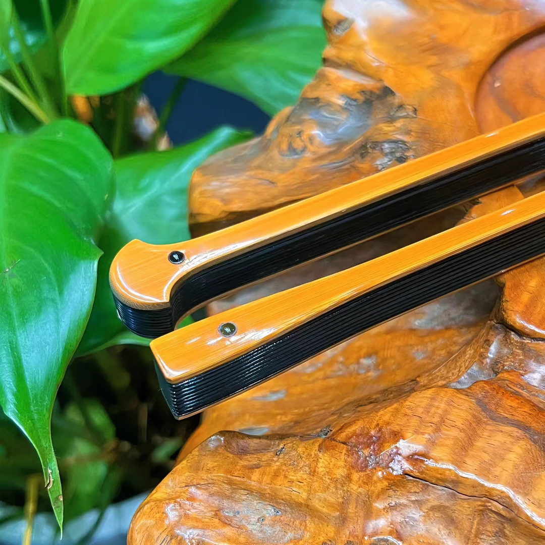 赵灿手制 老玉竹乌木芯铲子 文玩苏扇 默认不粘扇面