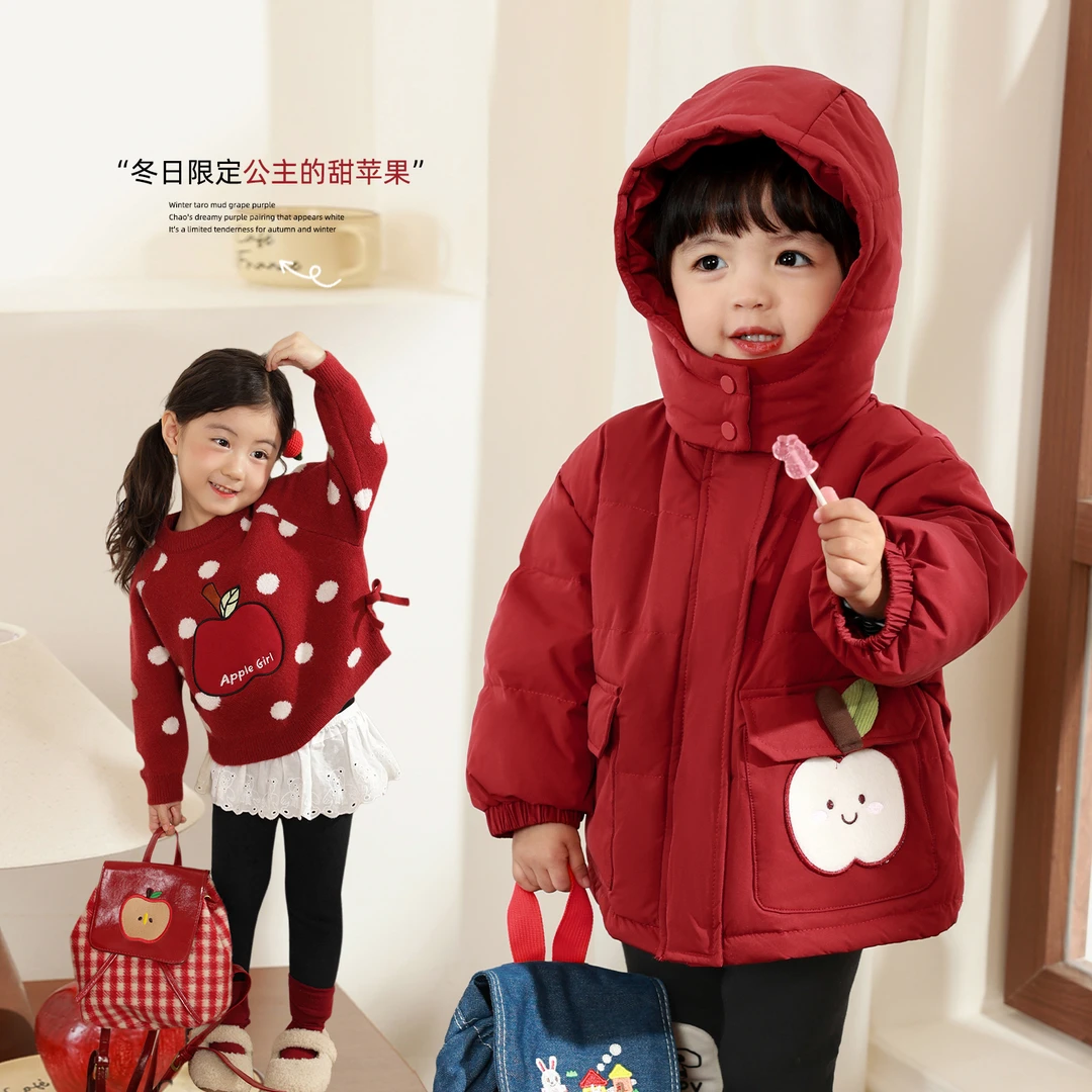 小o爸女婴童 冬季女宝宝洋气可爱波点保暖套装 BKT94275  LUSON