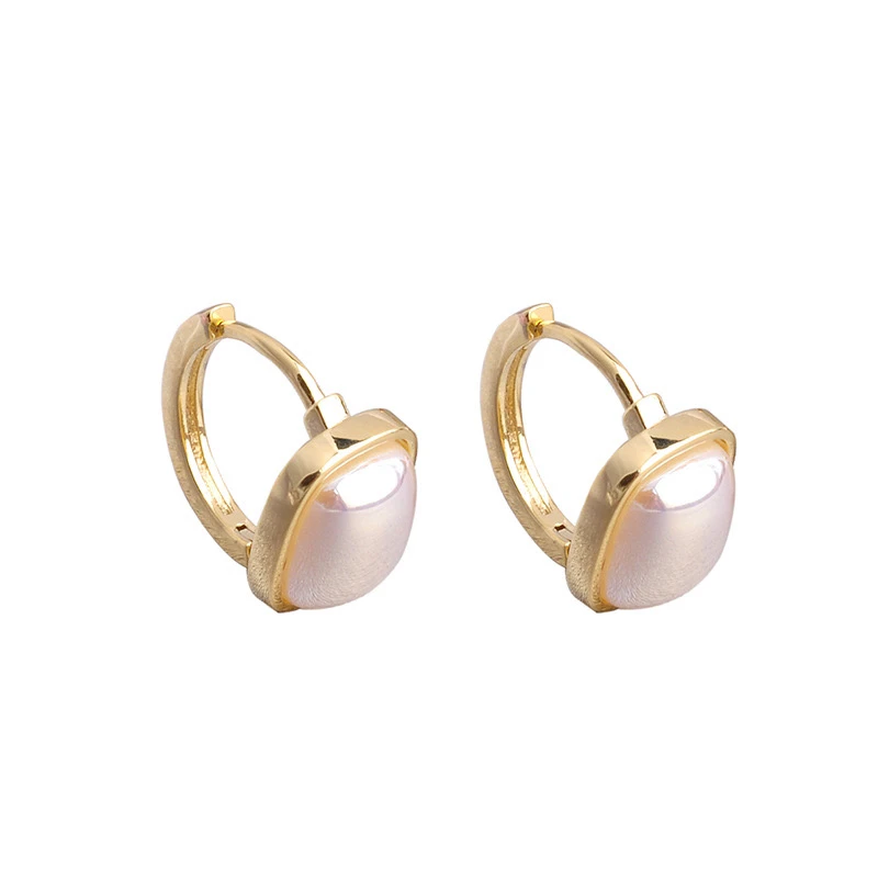 铜合金仿珍珠耳饰 高级方形珍珠耳扣女通勤气质百搭