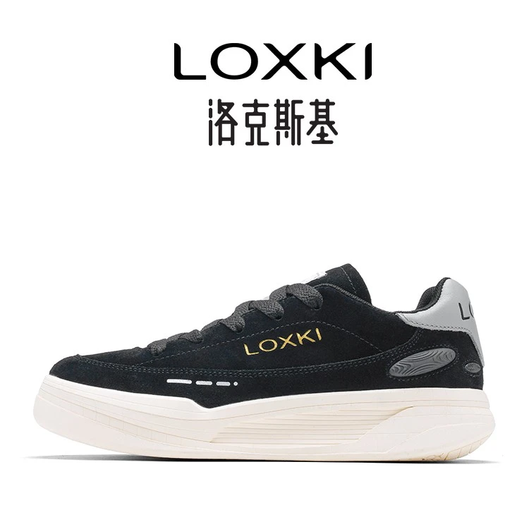 LOXKI Alpha 小圆鞋Lite米白黑男低帮时尚百搭潮流情侣板鞋
