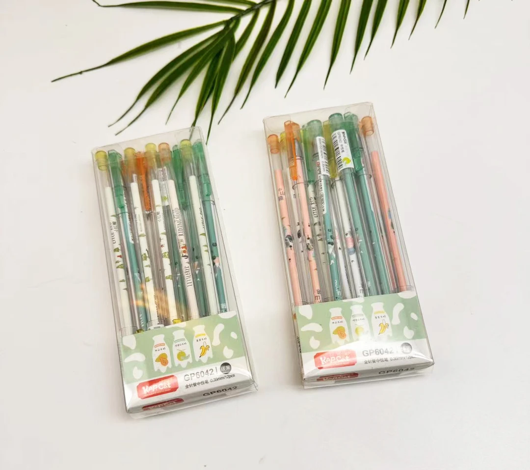 全针管中性笔拔帽水笔速干黑签字笔