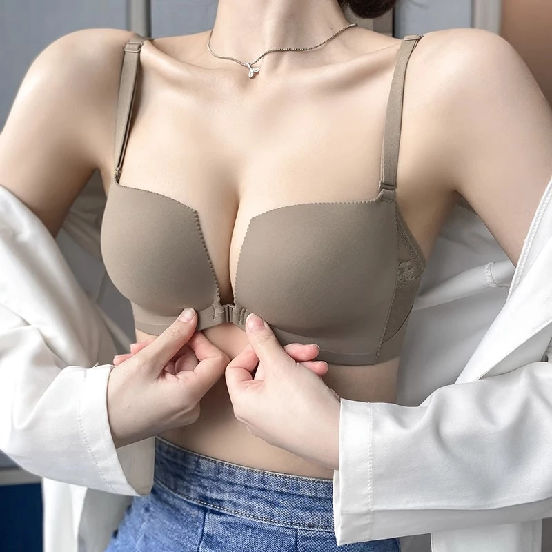 维多利亚前扣内衣女士小胸聚拢薄款胸罩新款收副乳夏无痕美背文胸