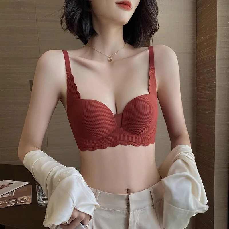 维多利亚红色内衣女小胸聚拢调整型文胸套装无痕本命年透气显大胸