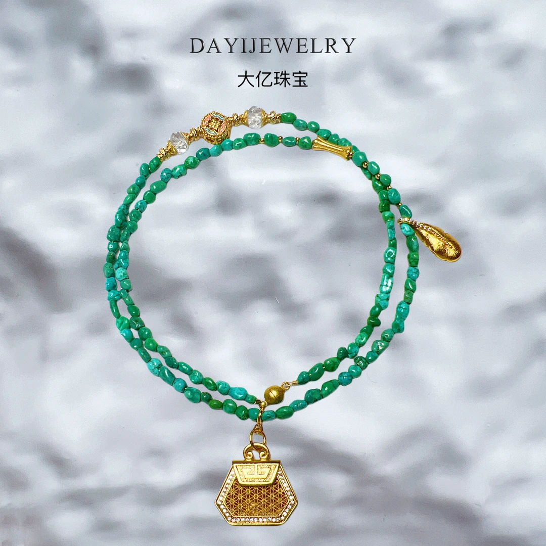 【大亿珠宝】原创松石菜籽色系手工精编项链