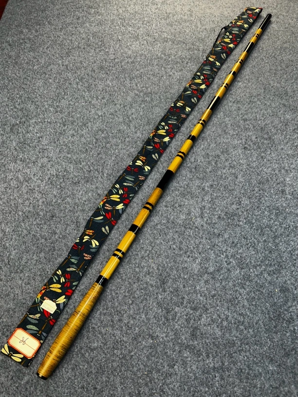 手工竹鱼竿玉柄元16.6先17.5长112自重169克段卷矢竹藤把