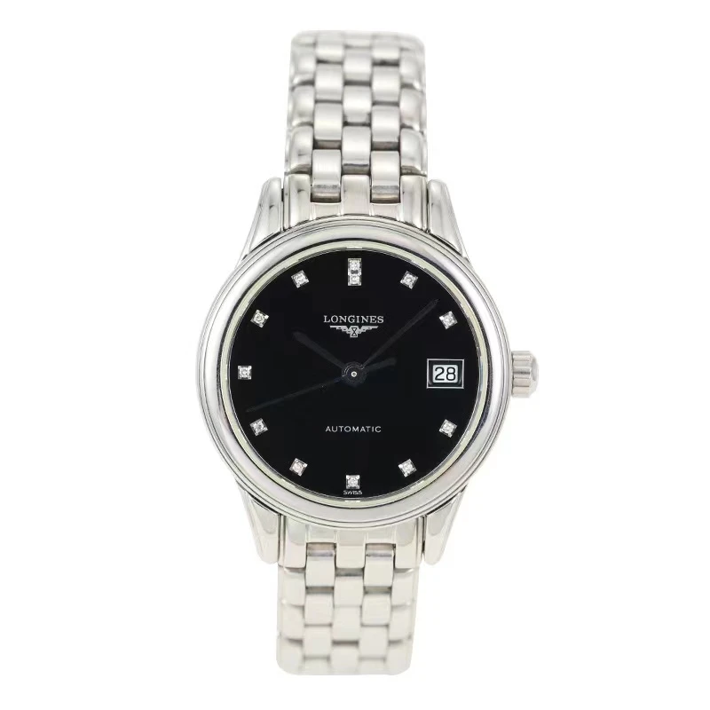 99新 Longines/浪琴 军旗系列26mm钻刻自动机械女表L4.274.4.57.6