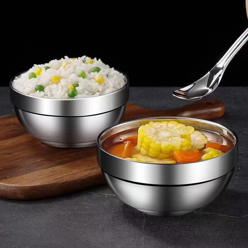 【买一送一】不锈钢碗双层隔热饭碗防摔防烫儿童成人米饭碗家用餐