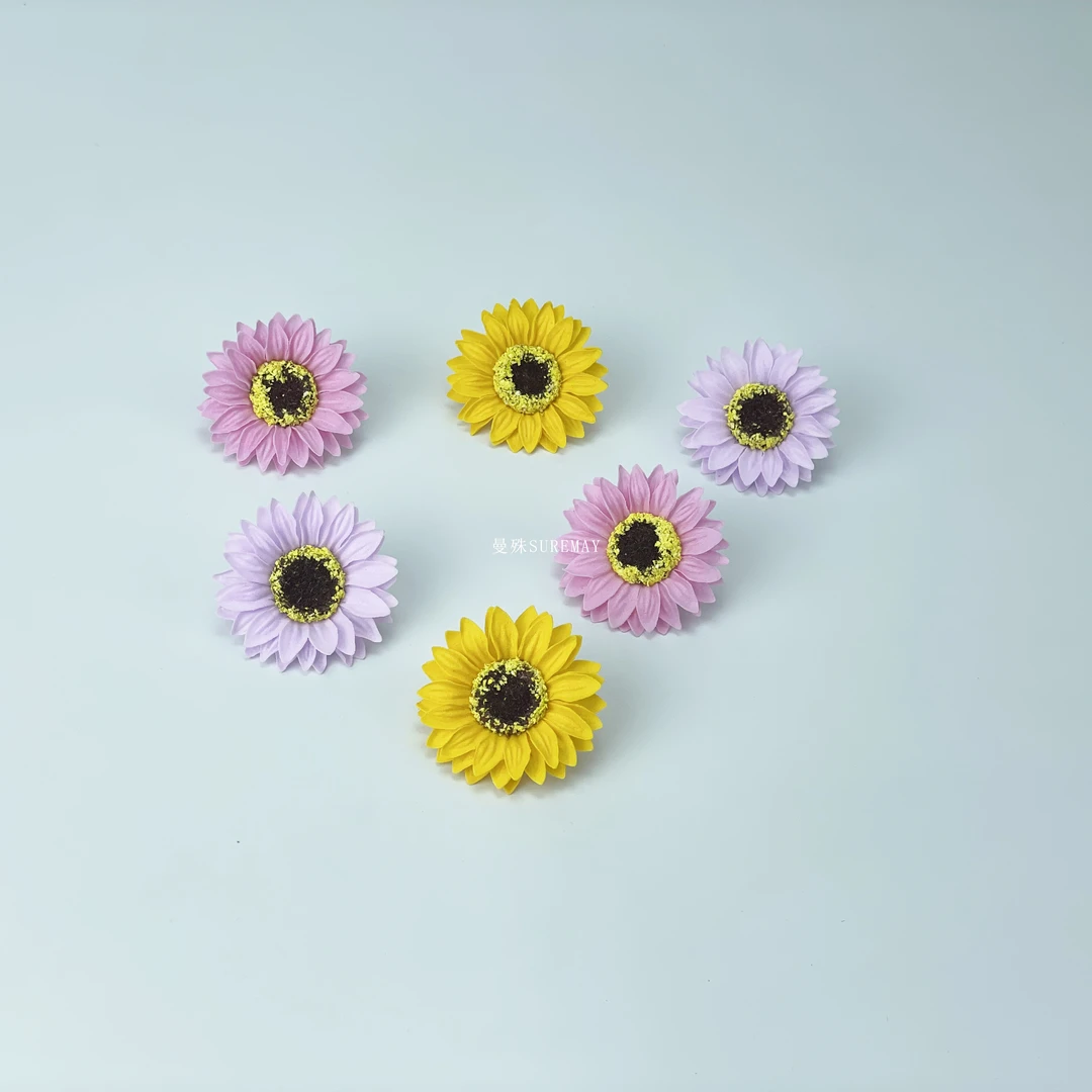 迷你向日葵太阳花香皂花花肥皂花头款玻璃罩金黄粉