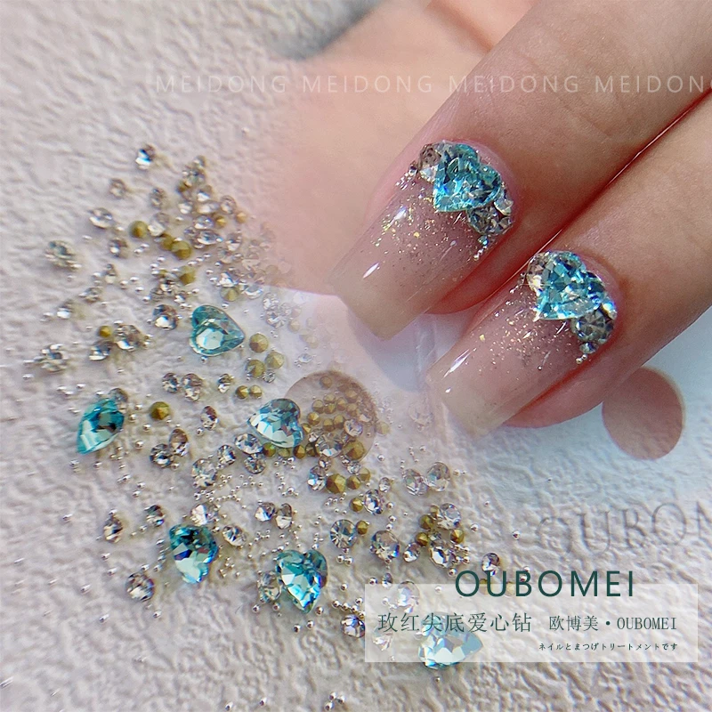 网红美甲饰品彩色糖果气泡钻小号长条钻爱心桃心尖底异型钻堆堆钻