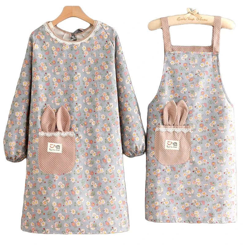 厨房用品帆布围裙女家罩衣防污透气餐饮工作服大人围腰围裙围兜