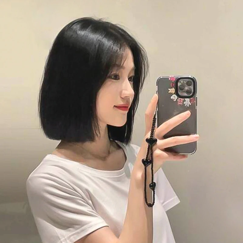 假发女短发中分一刀切手织全真发遮白发全真人发假发套女款全头
