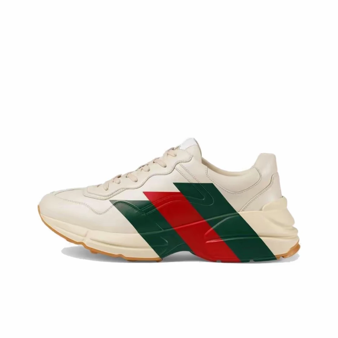 全新未使用 GUCCI/古驰 古驰 GUCCI 经典米色三彩老爹鞋