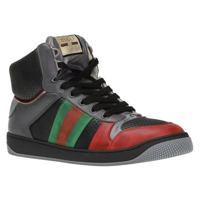 全新未使用 GUCCI/古驰 古驰 GUCCI 黑色珐琅高帮脏脏鞋 压痕款