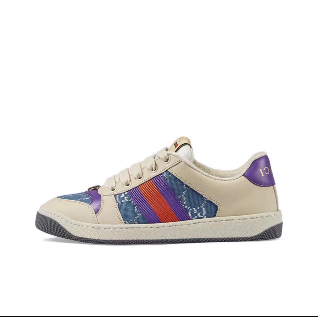 全新未使用 GUCCI/古驰 古驰 GUCCI 白蓝紫尾脏脏鞋 全新未使用