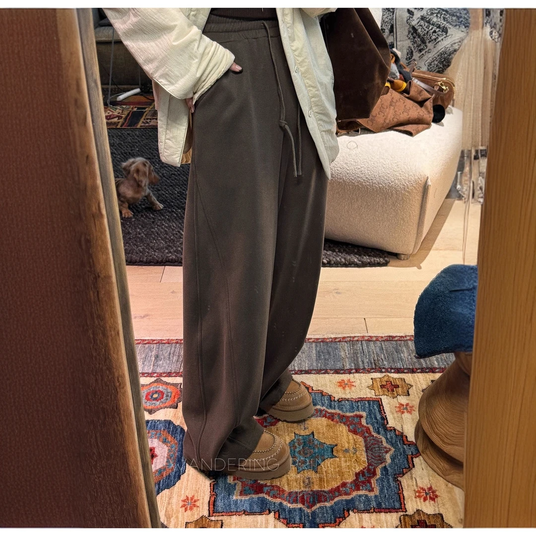 400克baby绒加厚卫裤 宽松阔腿休闲裤女