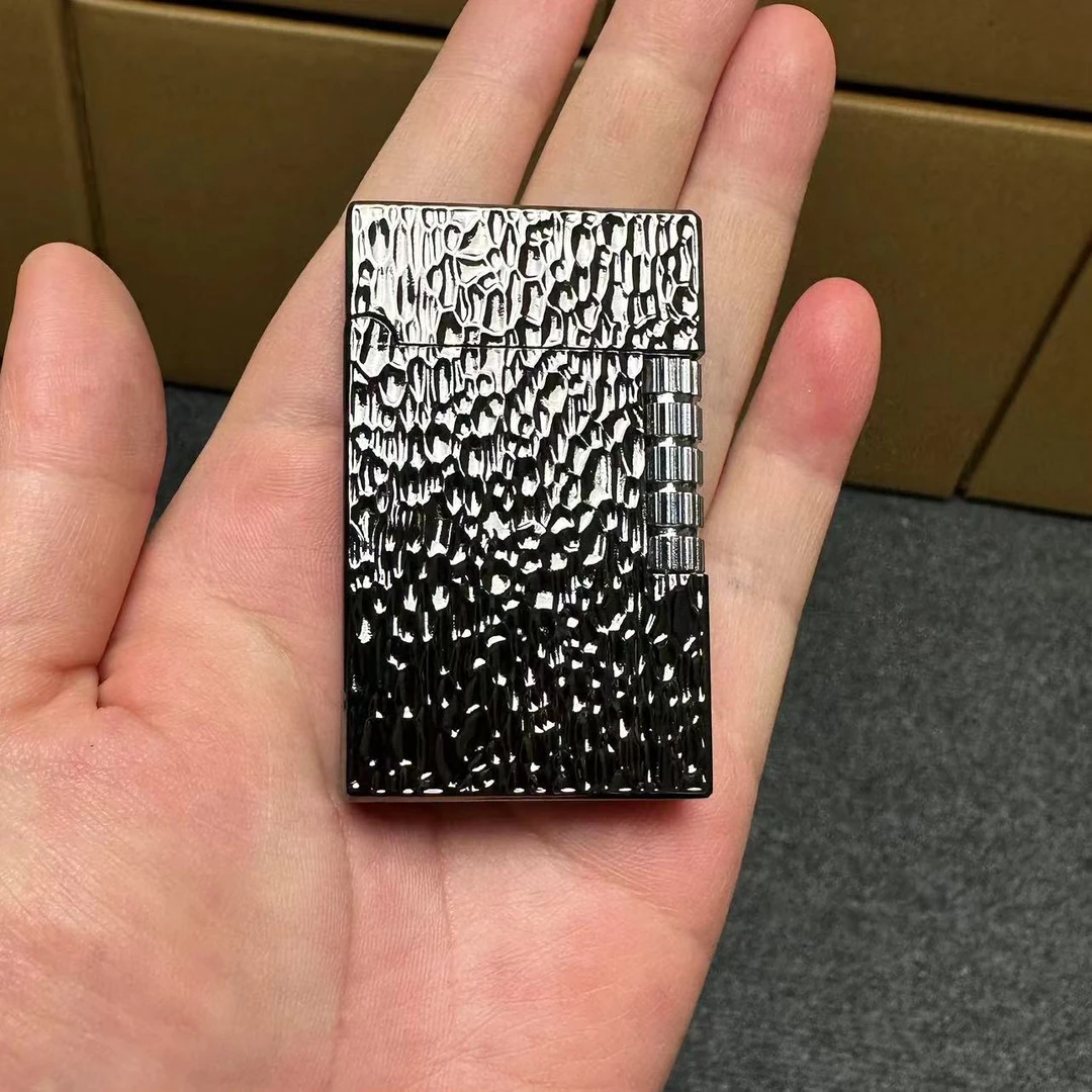 黑银陨石坑立体浮雕朗声侧打充气打火机