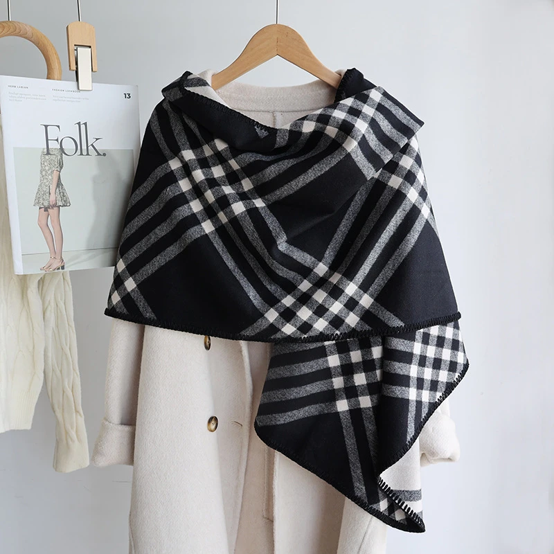2025爆款新款轻奢洋气气质经典格子围巾女高级感时尚双面披肩