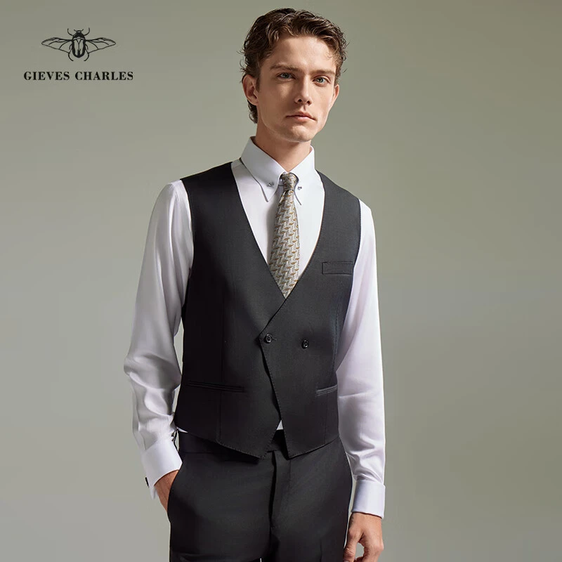 GIEVES CHARLES意大利进口TALLIA泰尼亚面料羊毛西装马甲男