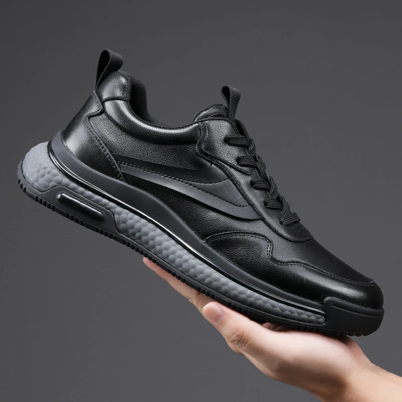 真皮运动鞋男头层牛皮四季新款轻便休闲旅游鞋子爆米花厚底老爹鞋