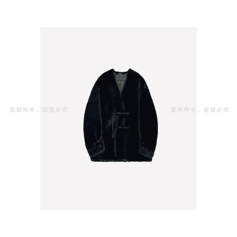 23新款 原生态皮毛一体外套 搭配水貂 国风款盘扣设计 11DFL6828