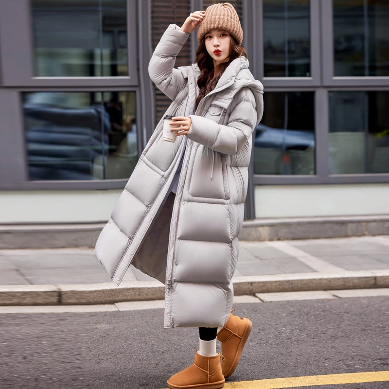 羽绒服女中长款2025冬季新款韩版宽松时尚洋气加厚保暖白鸭绒外套