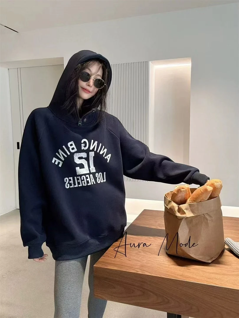 【大曼曼家】高品质大码女装加绒连帽字母卫衣86970