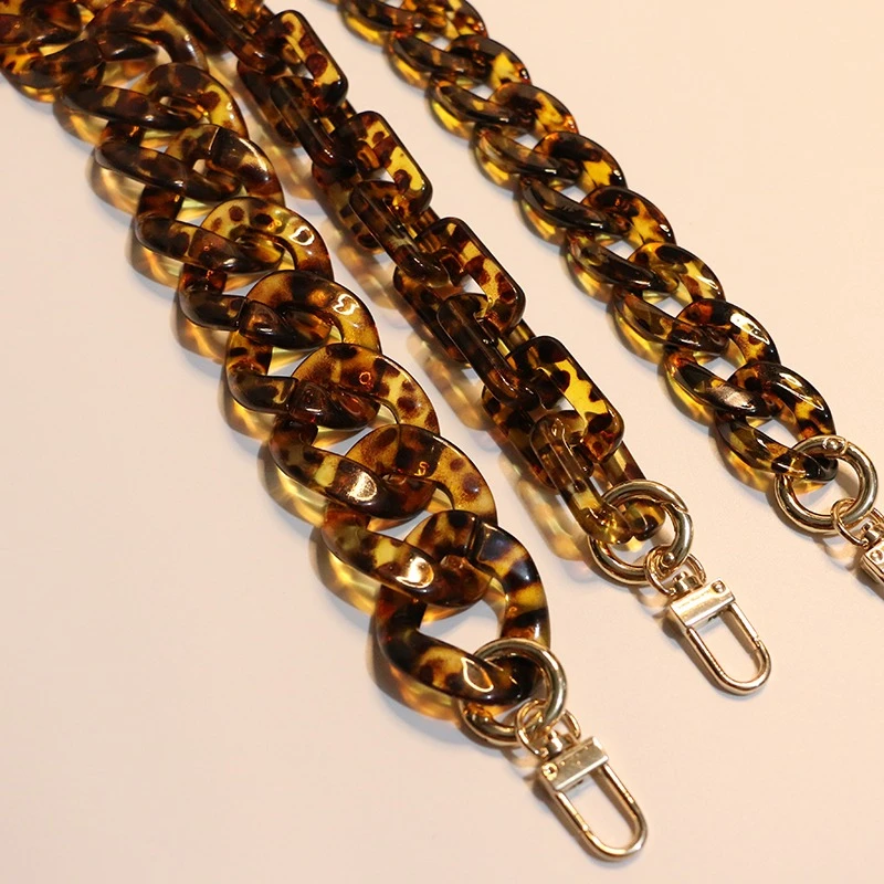 豹纹亚克力包带包链子复古小众粗链条配件单肩斜挎包链可拆卸单买