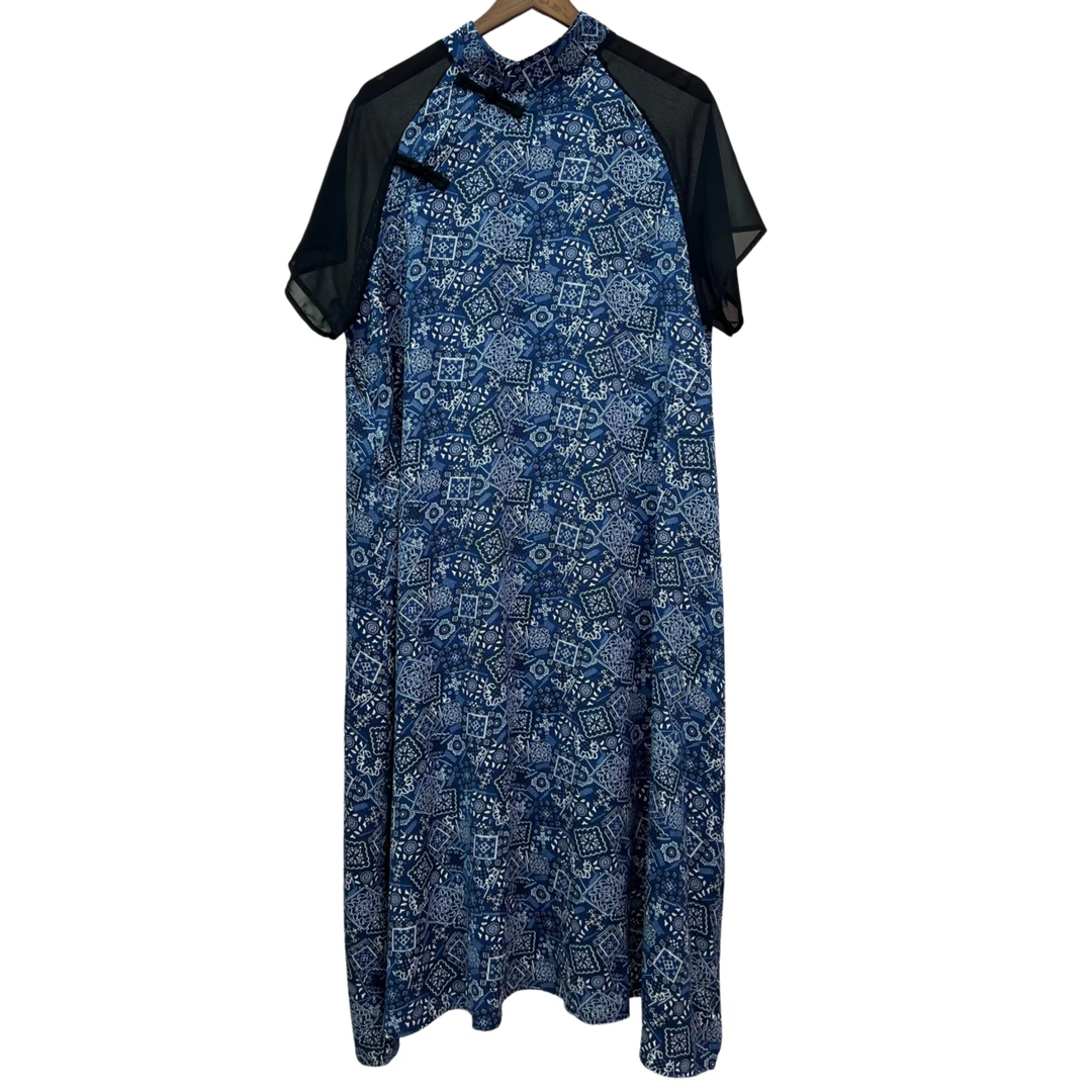 162/雍容典雅古典国风青花瓷柔软轻薄长裙