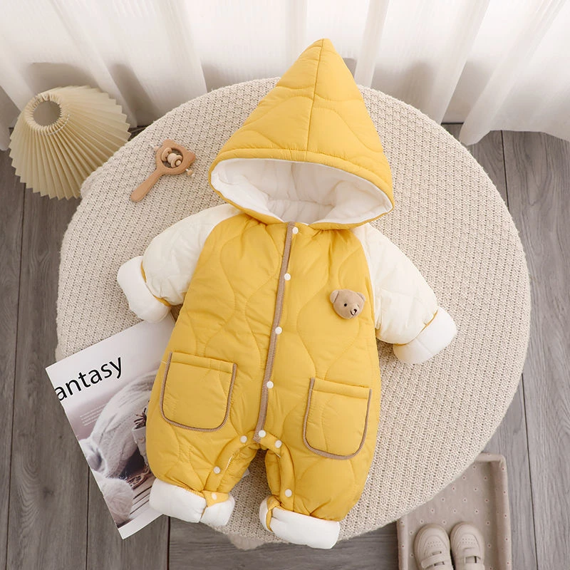 婴儿衣服加棉加厚秋冬季宝宝连体棉衣保暖哈衣可爱新生儿外出爬服